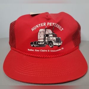 Vintage Hunter Peterbilt Trucker Hat New With Tag Rope Snapback Mesh Red Semi